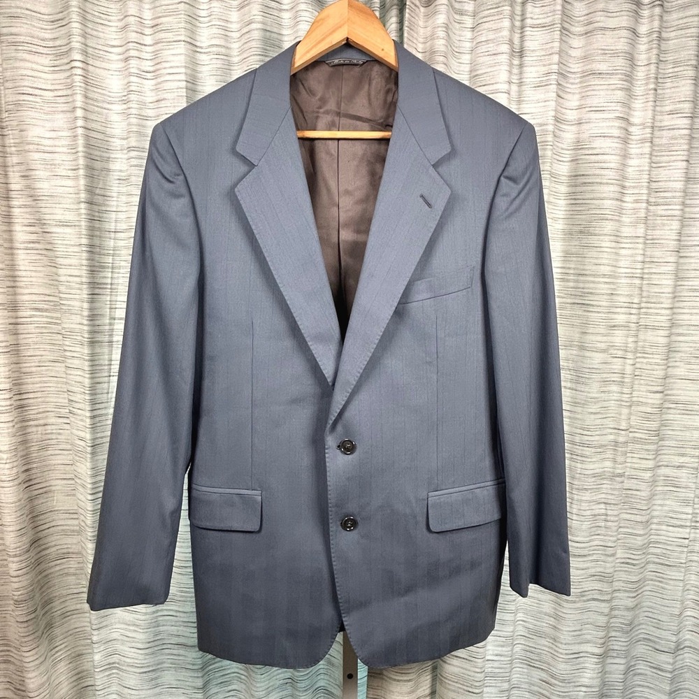 Venezia Sport Coat Blue Mens Size 50 R 100% Virgin Wool Pinstripe Italy